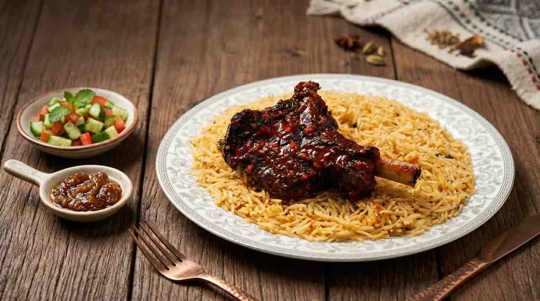 Beef Ribs Mandi — slow-cooked beef ribs over fragrant Mandi rice