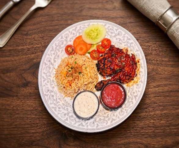 Eri Peri Shaway Mandi — peri-style spicy shaway chicken over aromatic mandi rice