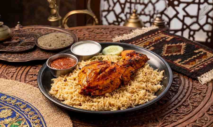 Juicy Tavuk Mandi — smoky grilled chicken served over aromatic mandi rice